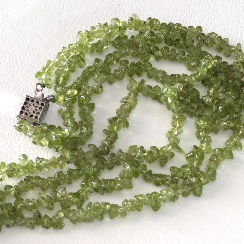 Hand carved Dragon Necklace | Hand Strung Peridit Beads | Precious Gemstones | - Picture 5 of 11